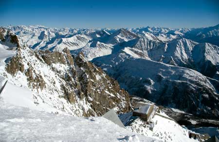 high alpine peaks from Monte Bianco glacier